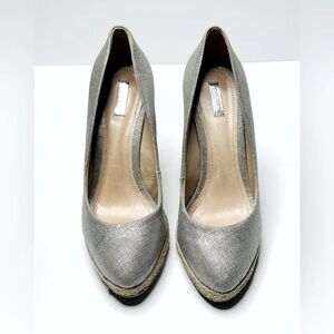 SCHUTZ Metallic Silver and Beige Heels
